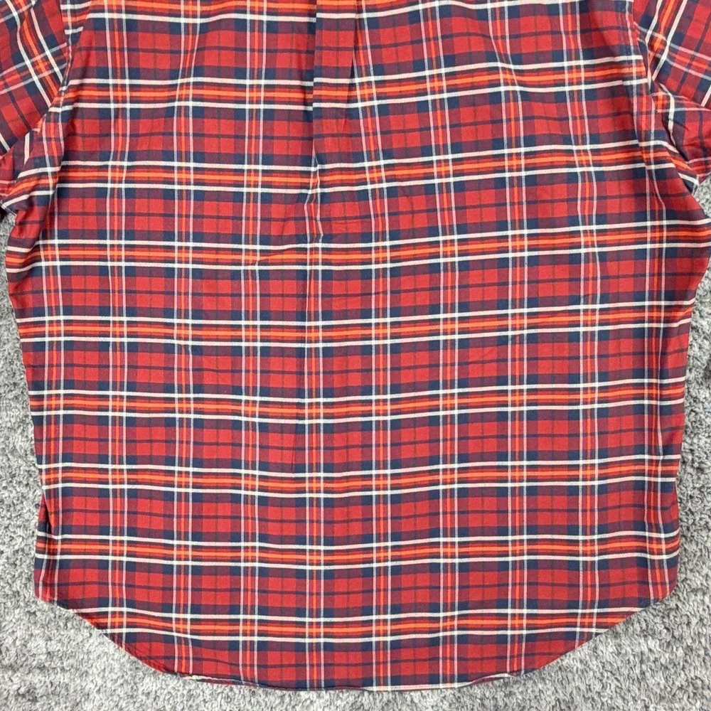 Vtg 90s Ralph Lauren The Big Shirt Mens L Plaid Red Blue Pony Cotton Long Sleeve
